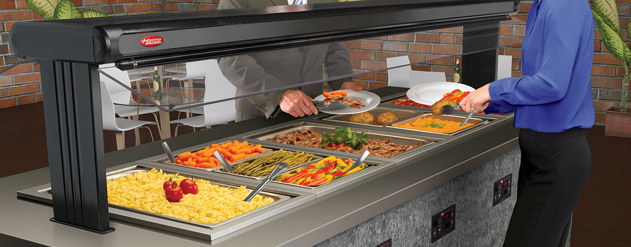 Efficient hot food display counter concept food warmer hot case